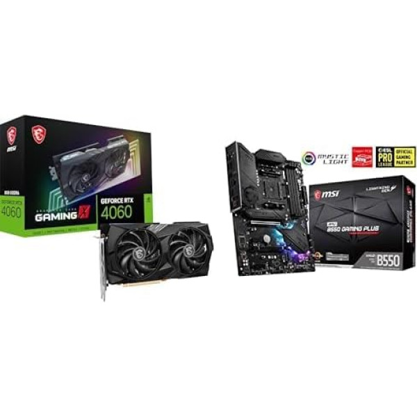 MSI GeForce RTX 4060 Gaming X 8G Grafiskā karte - NVIDIA RTX 4060 & MPG B550 Gaming Plus (ATX AMD AM4 DDR4 M.2 USB 3.2 Gen 2 HDMI ATX spēļu pamatplate AMD Ryzen™ 5000 procesori