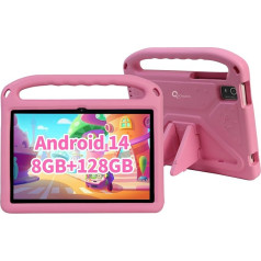 CWOWDEFU Kids Tablet 10 collu planšetdators bērniem ar aizsargvāciņu, Android 14 planšetdators ar 8GB RAM, 128GB ROM (izmantojams līdz 1TB), WiFi 6, Bluetooth 5.0, 6000mAh, GPS