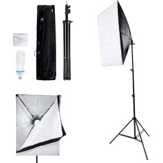 Softbox Set 50 x 70 cm, 135 W Professional Photography Photo Light Studio Set Photo Lamps Height Adjustable 0.8-2 m with Storage Bag for Studio and Outdoor Photography