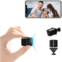 Mini kamera 1080P Full HD WiFi kameras novērošana Iekštelpu mini novērošanas kamera, mini kameras tiešraides mobilā tālruņa lietotne, ilgstoša gaidīšanas režīma WiFi kamera ar kustības sensoru / nakts kamera, uzlādējama