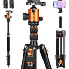 JOILCAN Camera Tripod, Lightweight Aluminium Travel Tripod with Monopod, 203 cm Photo Tripod with 360° Panoramic Ball Head for Canon Nikon, Maximum Load 10 kg