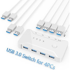 USB 3.0 переключатель селектор 4 компьютера совместно 4 USB устройств, одна кнопка переключения USB концентратор переключатель 4 порта для клавиа