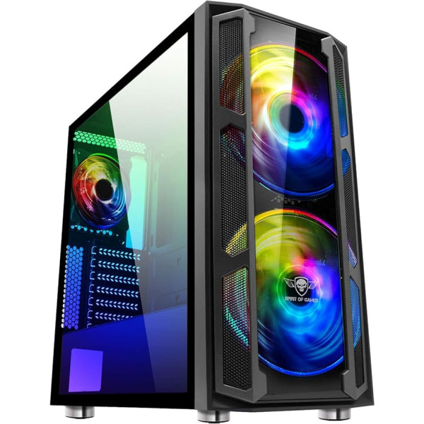 Spirit Of Gamer - Ghost 5 - ATX/mATX Gamer PC korpuss - 2 LED RGB ventilatori 200mm: 60 režīmi - Biroja tornis, spēļu fasāde un stikla siena - ASUS Aura/MSI Mystic/ASROCK