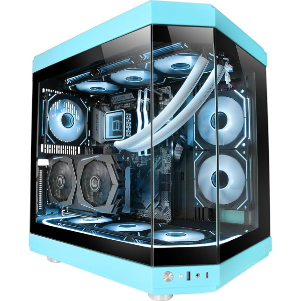 Mars Gaming MC-3T Custom ATX Gaming Case, тройное окно, сплошное закаленное стекло, полное жидкостное охлаждение, двойная боковая камера, 3 x вертикальных сло