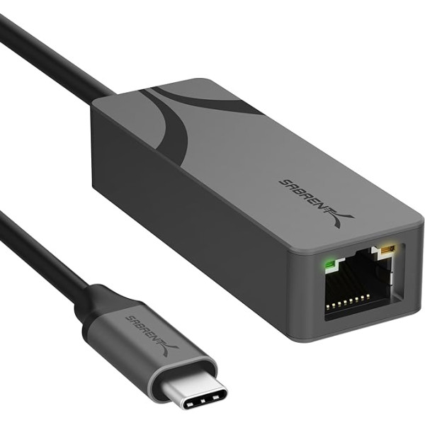 SABRENT USB C uz 2,5 Gbps Ethernet adapteris, USB C uz Gigabit Ethernet adapteris, alumīnija pārnēsājamais USB C adapteris, piemērots MacBook Pro, MacBook Air, iPad Pro 2018 un jaunākiem modeļiem (NT-25GA)