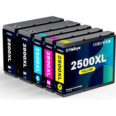 Halloya 2500XL iespiedpapīru kasetnes Canon 2500XL Multipack saderīgas ar Canon Maxify MB5150 MB5450 MB5455 iB4150 MB5155 iB4050 MB5050 MB5155 MB5350 (2 melnas, 1 zilganzaļa, 1 purpursarkana, 1 dzeltena)