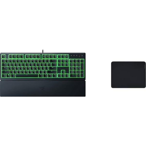 Razer Ornata V3 X - plakanā meha membrānas spēļu tastatūra un Gigantus V2 Medium - mīksts spēļu peles paliktnis ātrai spēlēšanai