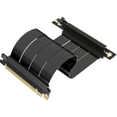 LINKUP - AVA5 PCIE 5.0 Riser kabelis - nākotnes risinājums 5. paaudzes GPU vertikālai montāžai - x16 128 GB/s ar saiti un strāvas kļūdu korekciju - saderīgs ar PCIe 4.0 un WRX80SE - taisnā leņķī, melns, 20 cm garš