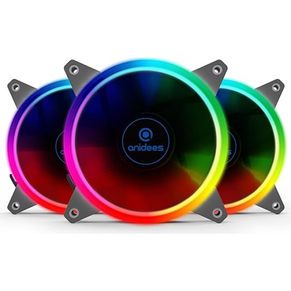 Anidees AI Aureola V2 120 мм 3 RGB PWM вентилятор совместимый с адресуемым 5V 3pin RGB Header от Asus, Gigabyte, MSI, для вентилятора корпуса, вентилятора кулера, с пультом 