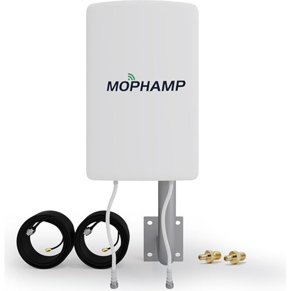 Mophamp MIMO LTE maršrutētāja virziena antena ar dubulto polarizāciju 4G 5G 698-3800 MHz 2 x 10 m kabelis Piemērots Huawei Vodafone Telekom Speedport Speedbox O2 FritzBox LTE TP Link Teltonika