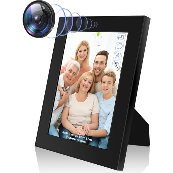 Nisanmoon Picture Frame Camera HD 1080P mazā kamera Foto rāmis Mini kamera atbalsta kustības noteikšanu un cilpas ierakstīšanu mājas un biroja drošības kameras / dekorēšana