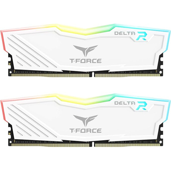 TEAMGROUP Team T-Force Delta RGB DDR4 spēļu atmiņa, 2 x 8 GB, 3600 MHz, 288 pin DIMM, balta krāsā