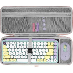 GEEKRIA 75% Keyboard Case, Hard Shell Travel Bag for 84 Key Wireless Portable Keyboard, Compatible with Logitech MX MECIP MINI Mini WiFi, Pop Buttons Mechanical Wireless (Pink & Bule)