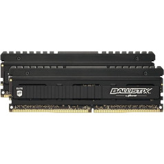 Ballistix BLE2K8G4D36BEEAK atmiņas komplekts (DDR4, 3600 MT/s, PC4-28800, CL16, Single Rank x8, DIMM, 288-pin), 16 GB (8 GB x 2), melns