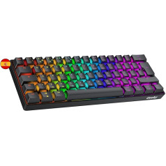 Geeky GK61 60% | Mechaninė žaidimų klaviatūra | 62 klavišai su įvairiaspalviu RGB LED apšvietimu, skirti PC/Mac žaidėjams| ISO ES ispaniškas išdėstymas (juoda, mechaninė, ruda)