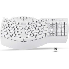 Perixx PERIBOARD-612W Ergonomiska bezvadu tastatūra ar dubulto režīmu, 2.4G un Bluetooth, saderīga ar Windows 10 un Mac OS X, balta, ASV izkārtojums, angļu valodā