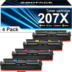 SODFACE 207X 207A toneris saderīgs ar HP 207X 207A W2210X priekš HP Color Laserjet Pro MFP M283fdw M282nw M255dw M283fdn M255nw W2210X W2211X W2212X W2213X toneris (bez mikroshēmas) 4 Pack )