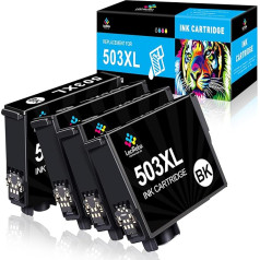 LeciRoba 503XL tintes kasetnes Epson 503 503xl priekš Epson Expression Home XP-5200 XP-5205 XP5200 XP5205 WorkForce WF-2960DWF WF-2965DWF WF2960DWF WF2965DWF WF-2960 WF-2960 WF-2965 Printeris (4 melni)