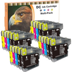 D&C Set of 20 Printer Cartridges Compatible with Brother LC-980/1100 DCP-185C, DCP-385C, DCP-395CN, DCP-585CW, DCP-6690CW, DCP-J615W, DCP-J715W, MFC-490CW, MFC-5490CN, MFC-5895CW, MFC-68900