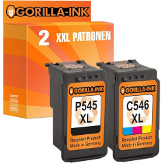 Gorilla-Ink 2 kasetņu komplekts, kas saderīgs ar Canon PG-545 XL un PG-546 XL melnā 15 ml un krāsainā 13 ml XXL saturs