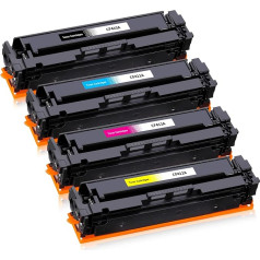 Jhaan 410A toneris saderīgs ar HP 410X CF410A CF410X priekš HP Color Laserjet Pro MFP M477FDW M477FDN M452NW M377DW M452DN M452DW M477DW M477DW M477NW (melns, zils, dzeltens, purpursarkans, 4 gabali)