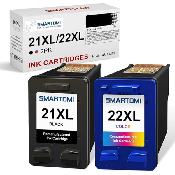 SMARTOMI 21XL 22XL atjaunotas tintes kasetnes priekš HP 21XL 22XL tintes kasetnes priekš HP Deskjet F2120 F2180 F2280 F380 F380 F4180 F4180 F335 F4180 F4190 D2360 D1460 D1530 D2366 0 D2460 D1460 Black+Tri-Colour