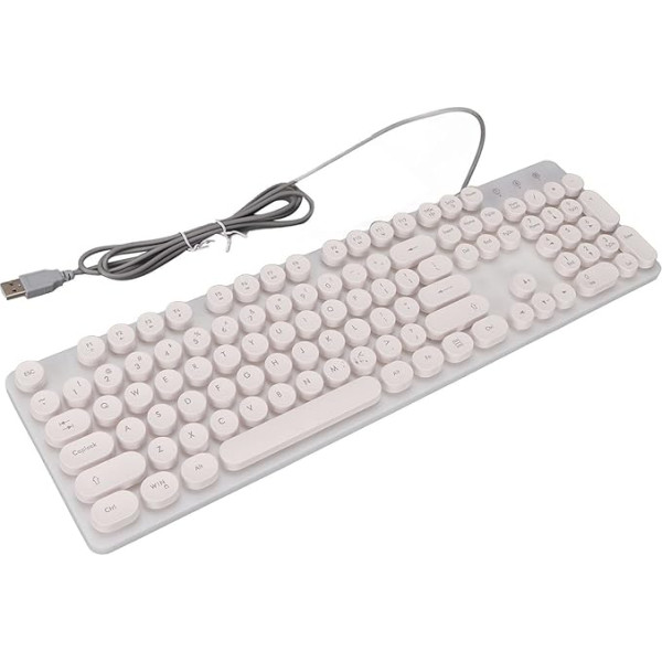 H300 mehāniskā spēļu tastatūra, 104 taustiņi, vadu USB datora tastatūra, RGB aizmugures apgaismojuma tastatūra, vadu datorspēļu tastatūra Windows 7, 8, 10, 11, operētājsistēmām (balta)