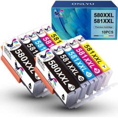 ONLYU PGI-580XXL CLI-581XXL spausdintuvo kasetės, skirtos Canon 581 580 XXL, skirtos Canon TR8550 spausdintuvo kasetės, skirtos PIXMA TR8550 TS6350 TS9550 TS705 TS8350 TR7550 TS6150 TS8150 TS9150 TS99155 TS6351 (10