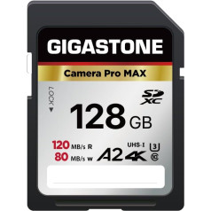 Gigastone A2 A2 V60 128GB SDXC atmiņas karte 4K Pro Series Speed 120MB/s saderīga ar Canon Nikon Sony Panasonic U3 UHS-I Class 10 4K UHD video + 1 mini futrālis