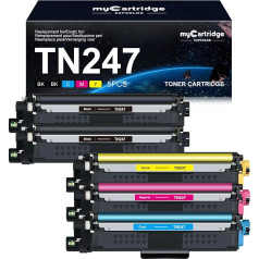 myCartridge SUPCOLOR TN-243CMYK TN247 perdirbtos tonerio kasetės, suderinamos su Brother MFC L3750CDW MFC-L3770CDW DCP-L3550CDW HL-L3230CDW Brother MFC L3750CDW toneriu (2 juodos, žydros, geltonos, purpurinės spalvos)