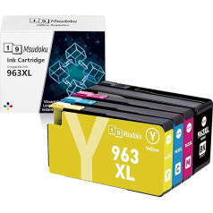 Msudoku 963XL spausdintuvo kasetės suderinamos su HP 963 XL daugiapakopėmis kasetėmis, skirtomis HP OfficeJet Pro 9010 9012 9013 9014 9015 9016 9019 9020 9023 9025 (juodos/ciano/magentos/geltonos spalvos, 4 pakuotės)