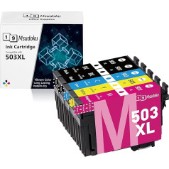 Msudoku 503XL kasetnes saderīgas ar Epson 503 XL kasetnēm, kas paredzētas Expression Home XP-5200 XP-5205 Workforce WF-2960 WF-2965 WF-2960DWF WF-2965DWF (2 melnas, 1 zilganzaļa, 1 magenta, 1 melna, 1 magenta)