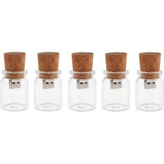 Hsthe Sea 5 PACK Cute Flash Drive USB 2.0 Storage Jars Unique Box Glass Jar Bottle and Cork Memory Stick Pen Drive Wedding Gift Electronics Fancy Pendrive (8GB)