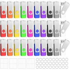 TEWENE USB Stick 8 GB Set of 100 USB Memory Sticks, Flash Drive Memory Stick, High Speed USB 2.0 Multi-Coloured Rotate