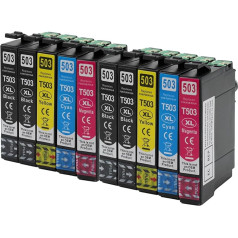 OBV 10x saderīga tinte Epson 503XL / 503 Multipack priekš XP-5200 XP-5205 XP-5205 XP5200 XP5205, Workforce WF-2960 WF-2965 WF2960 WF2965 WF-2960DWF WF-2960DWF WF-2965DWF - melna, ciāna, dzeltena, dzeltena, purpura