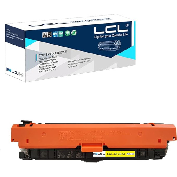 LCL atjaunota tonera kasetne CF362A 508A (1 iepakojums dzeltens), kas paredzēta HP M553 printerim M577 printerim Color Laserjet Enterprise M552dn M553dn M553dn M553n M553x M577c HP MFP M577Z MFP M577dn MFP M577f