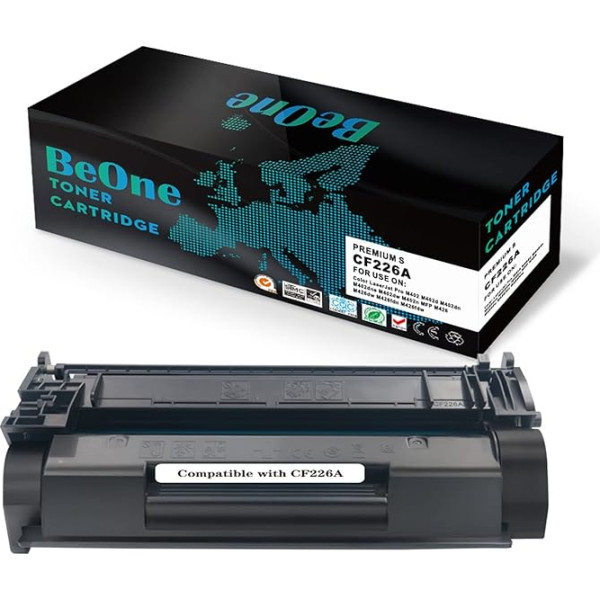 BeOne® 1 x 26A CF226A 26X CF226X suderinama tonerio kasetė, skirta Laserjet Pro M402 M402d M402dn M402dne M402dw M402n MFP M426 M426dw M426fdn M426fdw (1 juoda)