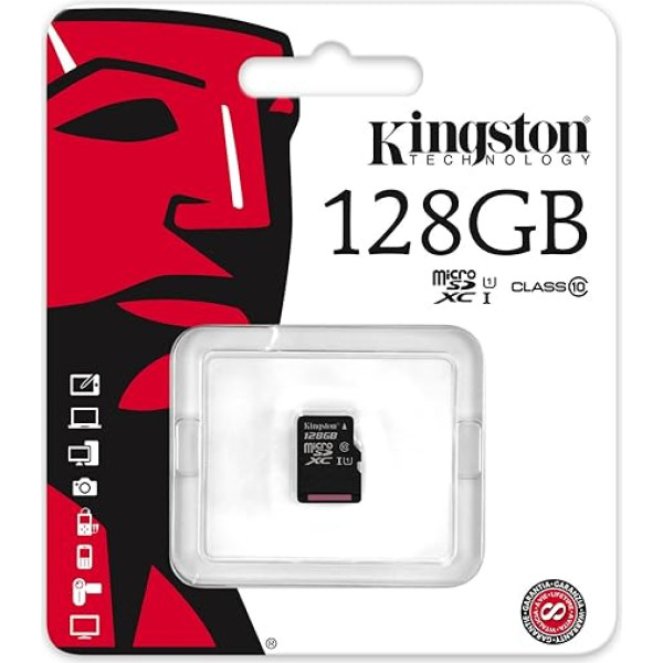 Kingston 128 GB 10. klases Micro SDXC atmiņas karte bez pilna izmēra adaptera