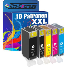 Tito-Express PlatinumSerie 10x printeru kasetnes XXL ar mikroshēmu un līmeņa indikatoru saderīgas ar Canon PGI-520 CLI-521 | Piemērots Pixma MP 550 560 560 MX 860 870 IP 3600 4600 4600 X 4700