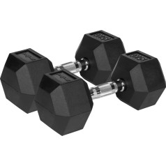 HEX 2x15 kg gumijotas čuguna hanteles ACTIVE