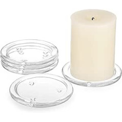 SUMTree Clear Glass Candle Plates, Round Pillar Candle Plates, Home Decoration for Wedding, Party, Dinner, Event, Decoration, 4 Diameter/10cm (Pack of 5)