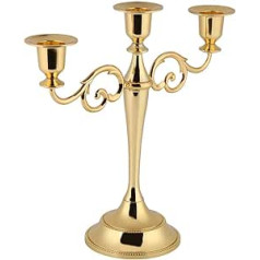 Candle Holder, 2 Colours, 3 Arms, Metal Candle Holder, European Style, Candelabra, Wedding Candle Holder, Home Decor (Gold)