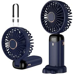 Handheld Fan, Portable Mini Fan, Rechargeable, Small Pocket Fan with 5 Speed Levels, Integrated 4200 mAh Batteries, Foldable USB Fan for Office, Outdoor Use