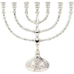 NKlaus Menorah Candlestick 7-Arm Brass Gold Candles up to 1.5 cm Diameter 20 cm Menorah Width 22 cm Church Supplies Decoration 4171