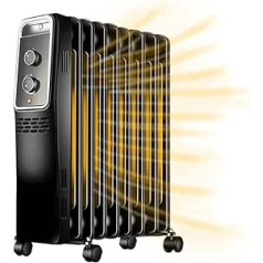 Alyvos radiatorius Energiją taupantis elektrinis radiatorius 2000 vatų su termostatu, reguliuojamas, 3 šilumos nustatymai 800/1200/2000 W
