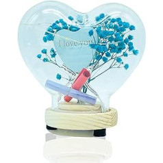 Gesar Rosa stabilizēts kupolā - Dāvana Valentīna dienai - Stikla kupols ar mūžīgiem ziediem un uzrakstu Es tevi mīlu - Dāvanu idejas Mātes dienai - Apburta roze no stikla (gaiši zila)