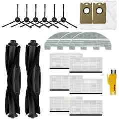 aotengou Replacement Accessory Kit for Proscenic M8 PRO Robot Vacuum Cleaner, 19 Packs, 2 Main Brushes, 6 Filters, 6 Side Brushes, 3 Wipes & 2 Dust Bags