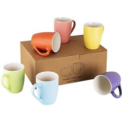 bighippy Porcelain Coffee Mugs, Set of 6, Large Porcelain Coffee Mugs, Porcelain Cups Set, Colourful Cups, 330 ml