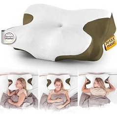 Snoozify ortopēdiskais spilvens, ergonomisks spilvens kakla sāpēm kā mugura, vēdera un sānu guļvietas spilvens, Memory Foam spilvens, ideāls kakla atbalsta spilvens, pretkrākšanas spilvens