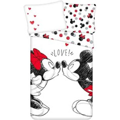 Disney Minnie Mouse in Love Partner Gultas veļa Spilvens Sega Mickey 135/140 x 200 cm